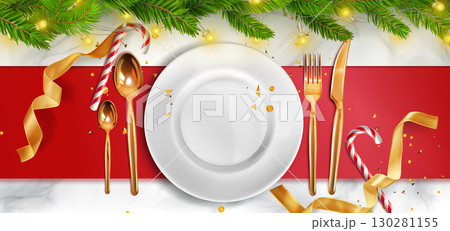 Christmas plate arrangement 130281155