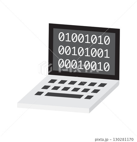 Laptop Displaying Binary Code. Digital...のイラスト素材 [130281170] - PIXTA