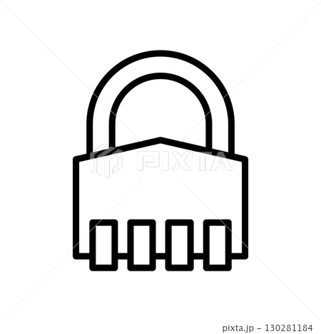 Padlock security icon. Combination lock with a series of dials on the side. 130281184