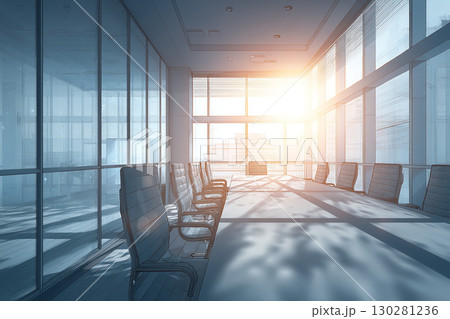 朝日が差し込むオフィス会議室の背景イラスト(JPEG) 朝日が差し込むオフィス会議室の背景イラスト(JPEG) 130281236