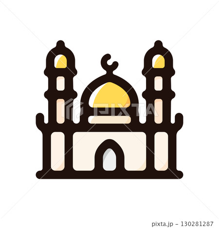 モスクのイラストアイコン（建築・中東・イスラム文化素材） 130281287
