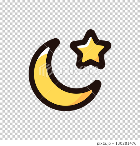 Star and crescent moon illustration icon (faith, Middle East, Islamic culture material) 130281476