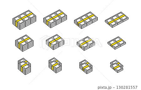 お金　お札　札束　レイアウト　アイコン 130281557