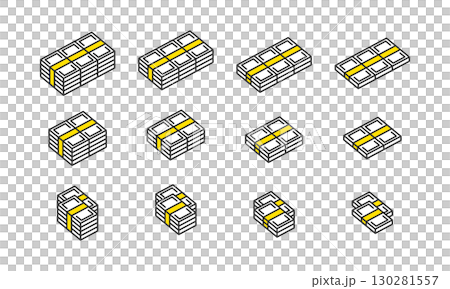 お金　お札　札束　レイアウト　アイコン 130281557