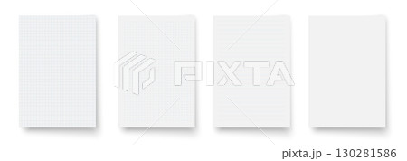 Vector set of blank squared lined and dotted paper sheets isolated on white background perfect for school notes office documents planners and sketching templates. Vector set of blank squared lined and dotted paper sheets isolated on white background perfect for school notes office documents planners and sketching templates. 130281586