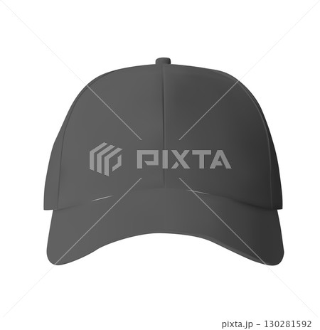 Realistic black baseball cap mockup, front view. Blank template isolated on white background. Ideal for sport, fashion, uniform, or custom apparel design. Realistic black baseball cap mockup, front view. Blank template isolated on white background. Ideal for sport, fashion, uniform, or custom apparel design. 130281592