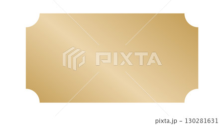 Realistic gold ticket on white background, perfect for VIP access, raffle, lottery, or event invitation designs. 130281631