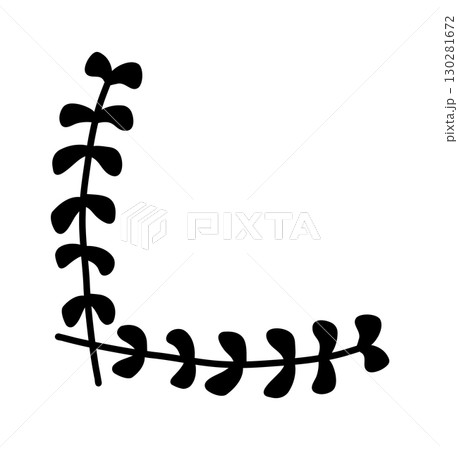 Simple hand-drawn floral corner element, black vector doodle with leaves and buds, perfect for decorative design accents. Simple hand-drawn floral corner element, black vector doodle with leaves and buds, perfect for decorative design accents. 130281672