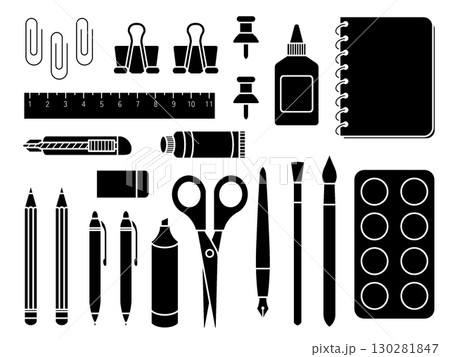 文房具の素材セット〈黒ステンシル〉 C-1 文房具の素材セット〈黒ステンシル〉 C-1 130281847
