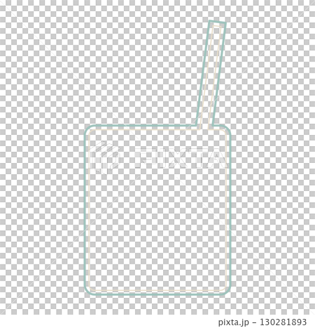 シンプルで可愛いスモーキーグリーンとベージュの四角い枠のフレームイラスト 130281893