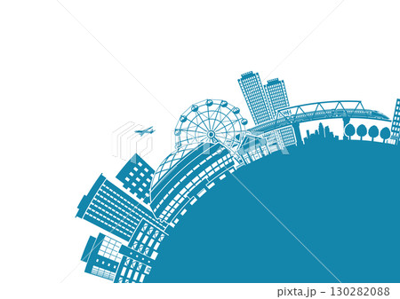 街並みのシルエットイラスト. 大都市のイメージイラスト. 街並みのシルエットイラスト. 大都市のイメージイラスト. 130282088