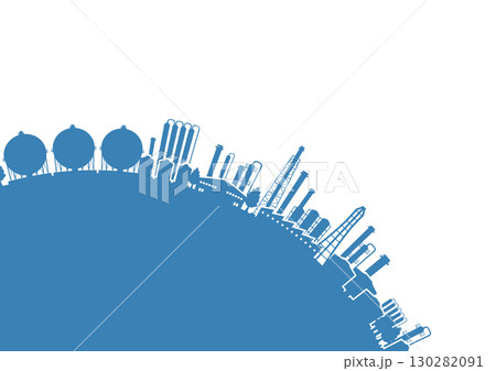 街並みのシルエットイラスト. 工場地帯. 130282091