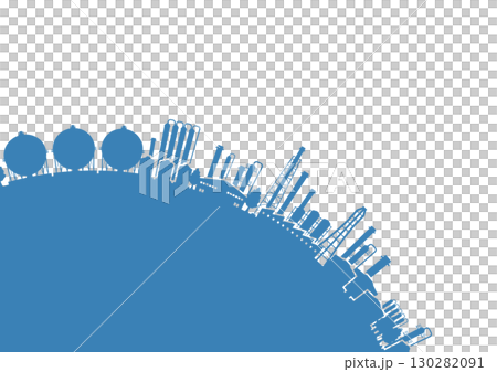 街並みのシルエットイラスト. 工場地帯. 130282091