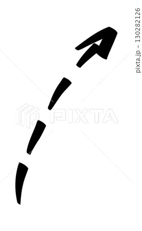 Hand drawn dotted arrow. Sketch curved dashed arrows design. Arrow handmade. Hand drawn dotted arrow. Sketch curved dashed arrows design. Arrow handmade. 130282126
