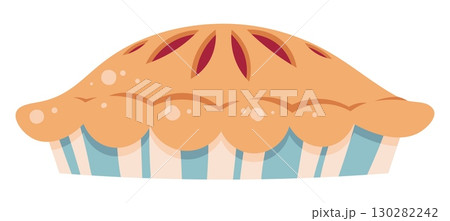 Apple Pie Flat Vector Illustration Isolated on White. Thanksgiving Dessert Design for Holiday Baking, Food Packaging, Recipe Books, Cafe Menus. Ideal for autumn stickers, icons, Harvest Festivals Apple Pie Flat Vector Illustration Isolated on White. Thanksgiving Dessert Design for Holiday Baking, Food Packaging, Recipe Books, Cafe Menus. Ideal for autumn stickers, icons, Harvest Festivals 130282242