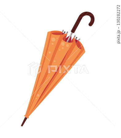 Folded Umbrella Flat Vector Illustration Isolated on White. Stylish Rain Protection Accessory for Autumn Fashion Design. Ideal for Seasonal Stickers, Print Products, and Decor.Hello Autumn collection Folded Umbrella Flat Vector Illustration Isolated on White. Stylish Rain Protection Accessory for Autumn Fashion Design. Ideal for Seasonal Stickers, Print Products, and Decor.Hello Autumn collection 130282272