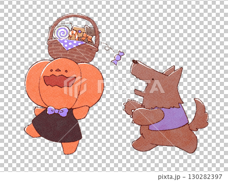 お菓子を貰ってはしゃぐおばけ達 お菓子を貰ってはしゃぐおばけ達 130282397