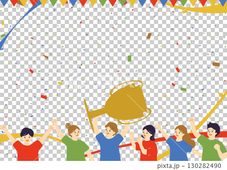 トロフィーを掲げる人達 130282490