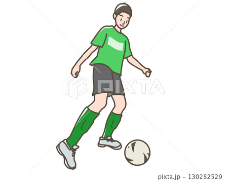 サッカーをする少年のイラスト サッカーをする少年のイラスト 130282529