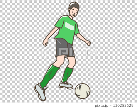 サッカーをする少年のイラスト サッカーをする少年のイラスト 130282529