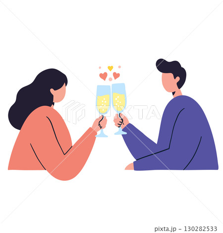 Couple's romantic celebration with champagne, an amazing celebration of love 130282533