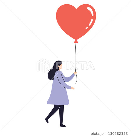 Woman with heart balloon spreads love, a beautiful motion of love for all 130282538
