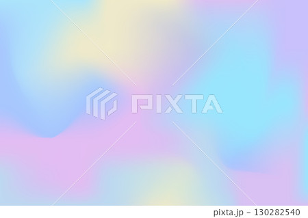 Fantasy pastel iridescent unicorn background, hologram gradient blur. Fluid pearl ombre bg. Vintage groovy cover, foil. 130282540