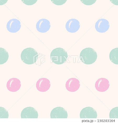 Polka dots seamless pattern.Brush stroke pastel colors kids endless background. Circles continuous ornament. Surface pattern design childish motif. Vector crayon illustration 130283164