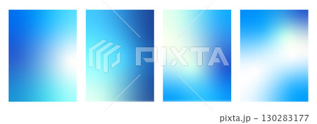 Set of blue gradients backgrounds. Vertical winter sky soft textures. Christmas sky abstract prints. Minimal gradation posters backdrops. Vector soft water collection illustration 130283177