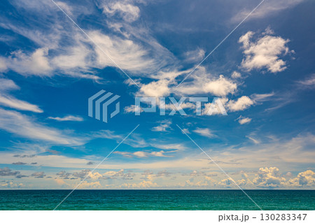 Amazing sea sky background,Summer clouds blue sky over sea background 130283347