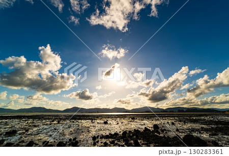 Amazing sea sky background,Summer clouds blue sky over sea background 130283361