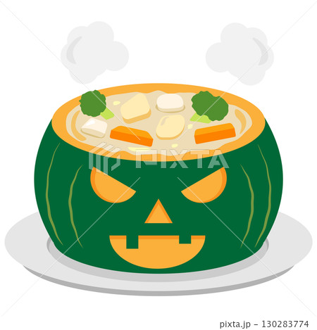 カボチャの中に入ったハロウィンをイメージしたシチューの素材 カボチャの中に入ったハロウィンをイメージしたシチューの素材 130283774