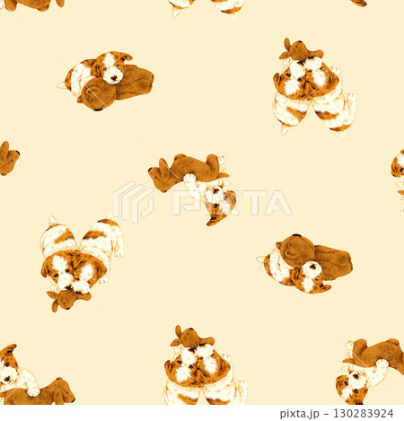 手描き描いた犬のテキスタイルパターン, 手描き描いた犬のテキスタイルパターン, 130283924
