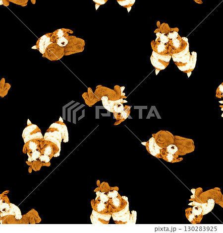 手描き描いた犬のテキスタイルパターン, 手描き描いた犬のテキスタイルパターン, 130283925