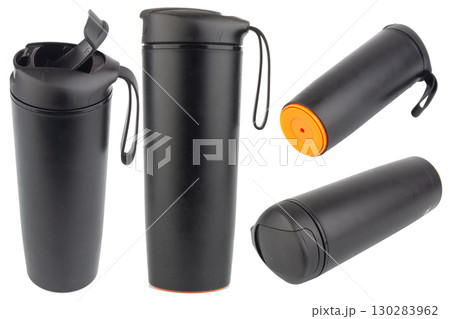 Modern Black Water Bottle on White Background Modern Black Water Bottle on White Background 130283962