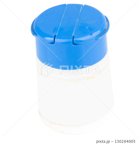 Plastic Salt Bottle on White Background 130284005