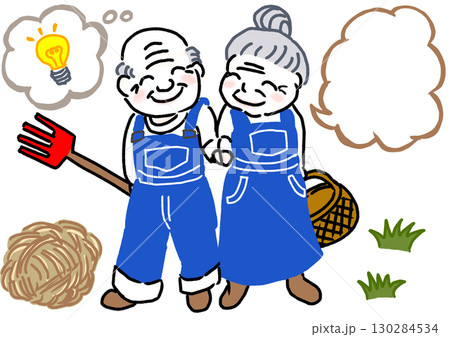 ガーデニングをするシニア夫婦 130284534