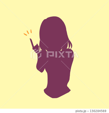 人差し指をさす女性　シルエット 130284569