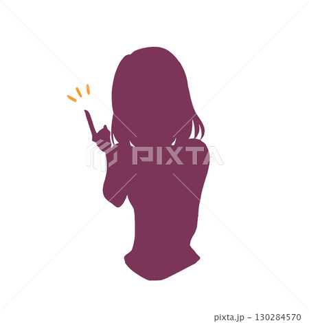 人差し指をさす女性　シルエット 130284570