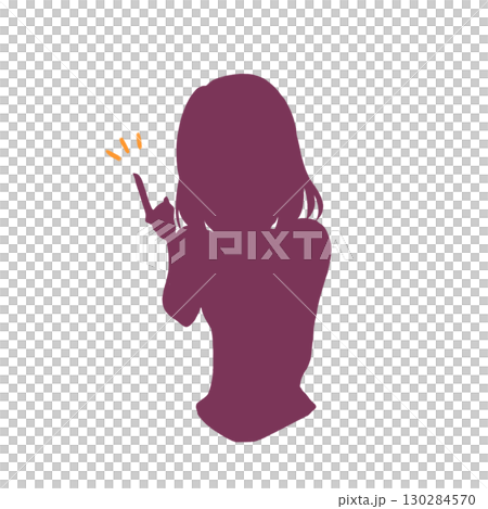 人差し指をさす女性　シルエット 130284570