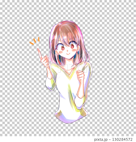 Woman pointing her index finger and making a fist. Woman pointing her index finger and making a fist. 130284572