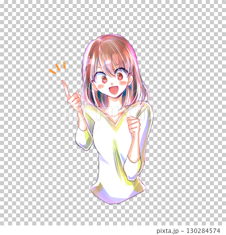 微笑的女人用食指握拳 130284574