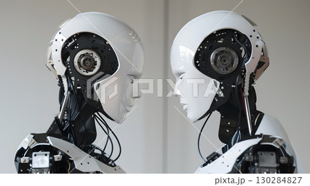 The robot, the android, is ready to perform work functions. AI Generated 130284827