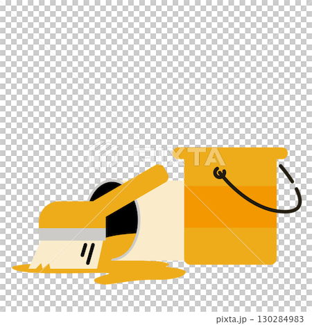 ペンキ缶と刷毛のベクターイラスト素材 130284983