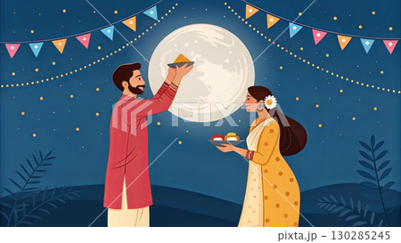 Karwa Chauth Celebration Under the Full Moon 130285245
