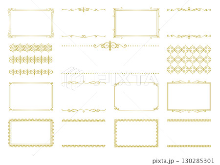 文字なしで使いやすいゴールドのビンテージフレームとモロッカンオーナメントのセット7 130285301