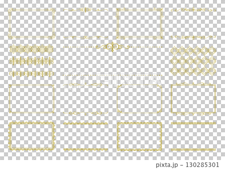 文字なしで使いやすいゴールドのビンテージフレームとモロッカンオーナメントのセット7 130285301