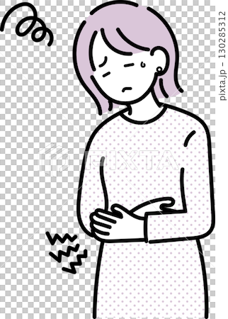 一名婦女因經痛而感到不適的插圖 130285312