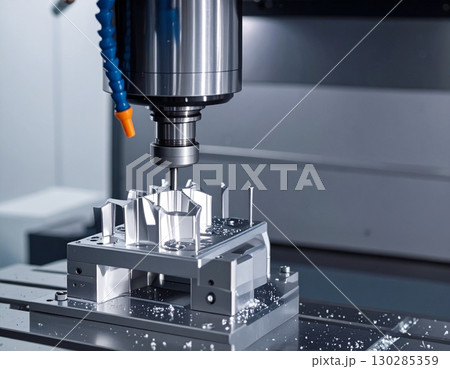 CNC milling machine processing on part 130285359