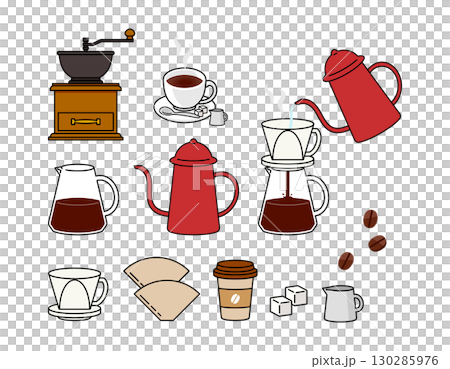 各種咖啡的插圖集 130285976